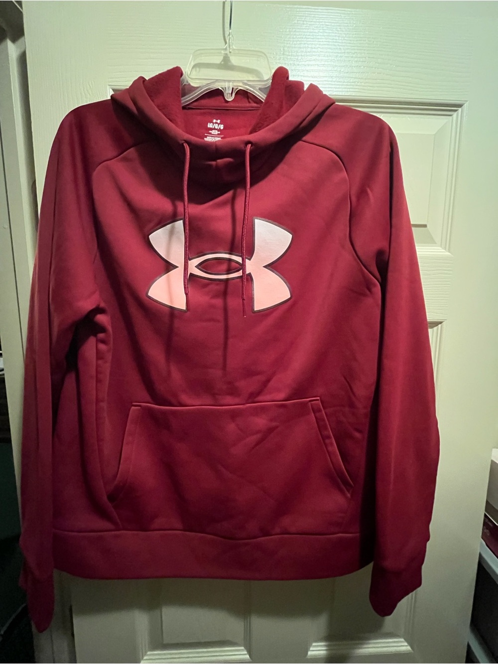 Under Armour Women’s L Burgundy Pullover Hoodie Loose Fit Logo Pockets